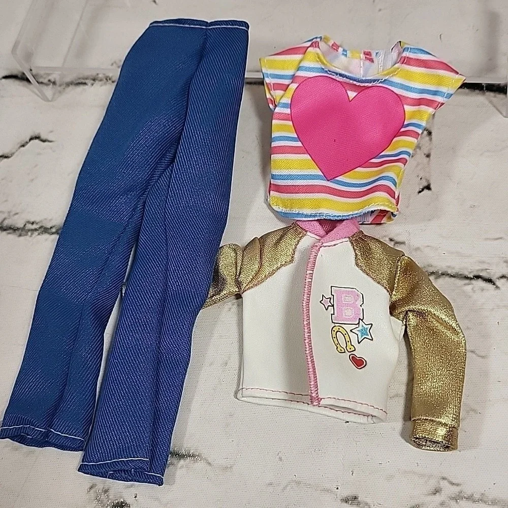 Barbie Doll Clothes Lot‎ Outfits Party Dress Striped Top Shoes Purple Headband